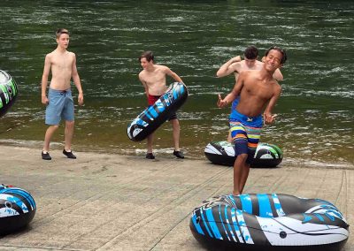 Teens tubing on the ocoee river