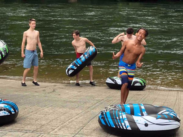 Teens tubing on the ocoee river